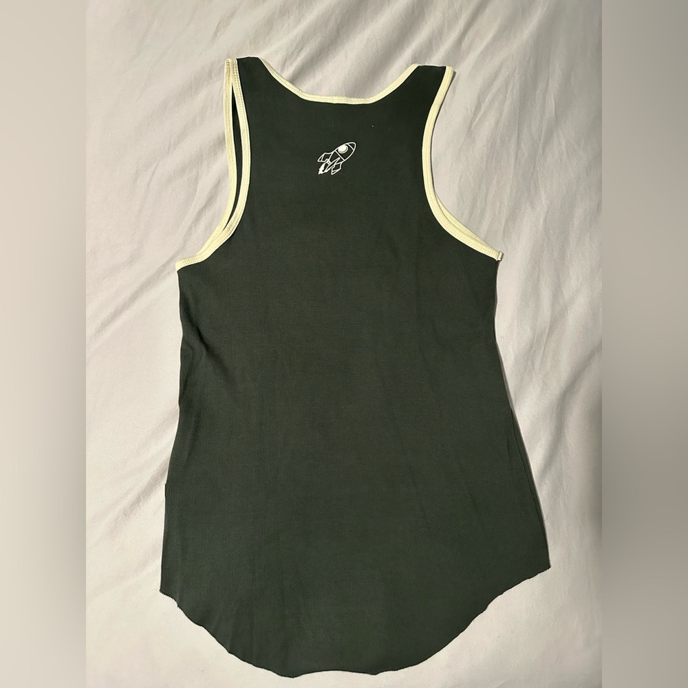 Mens YoungLA 313 Rocket Ribbed Gym Bodybuilding Tank Top Forest Green Size Large - Picture 7 of 7